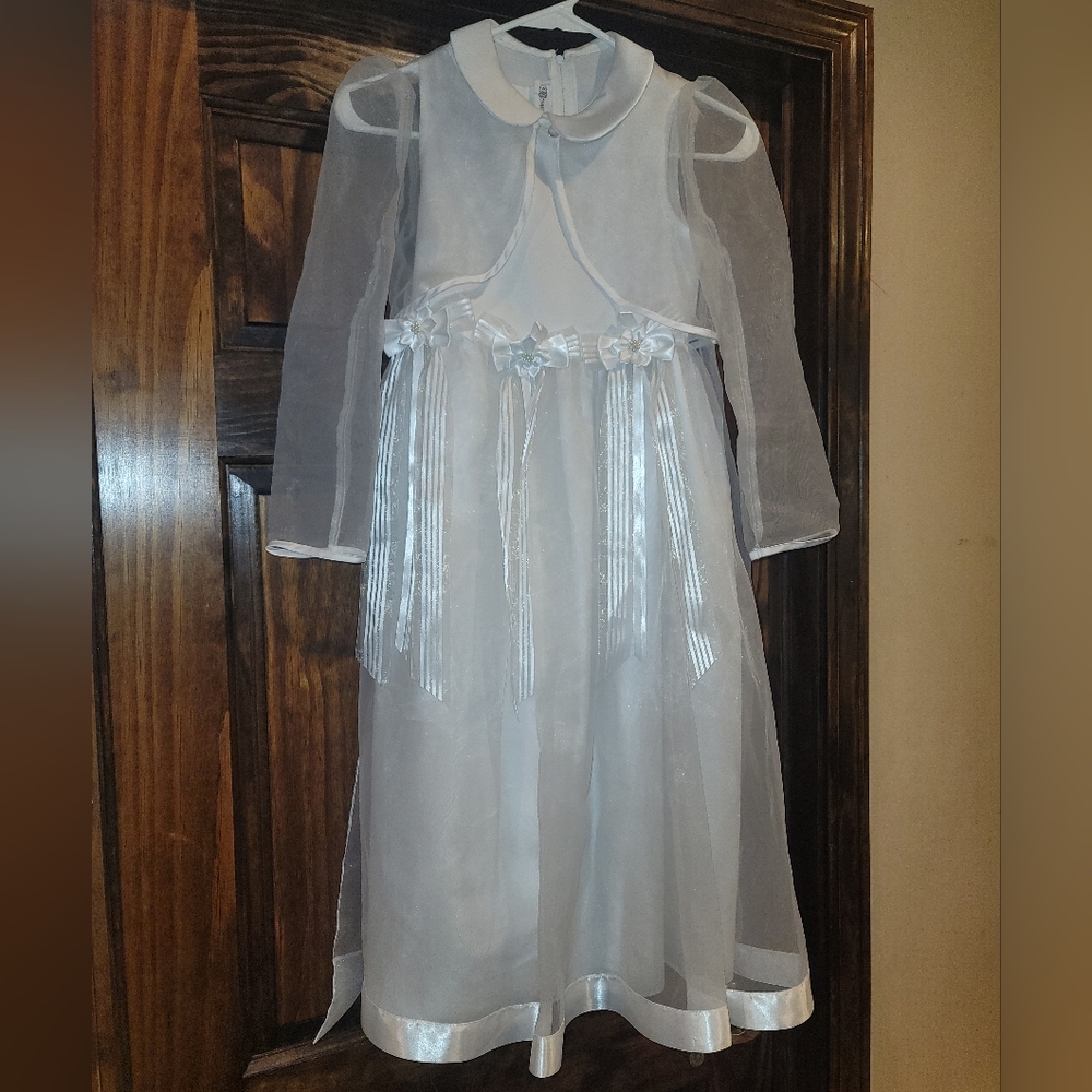 Bonnie Jean Communion Confirmation floral wedding flower girl dress + jacket 7 8 - Picture 3 of 9